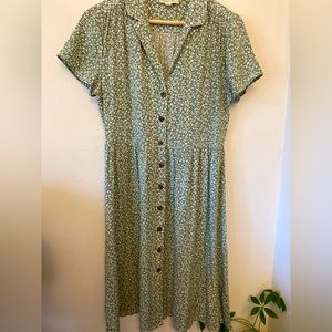 Indigo Rose Green Floral Button Down Midi Dress Size PM